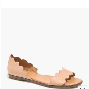 J.Crew leather scalloped peep toe flats.